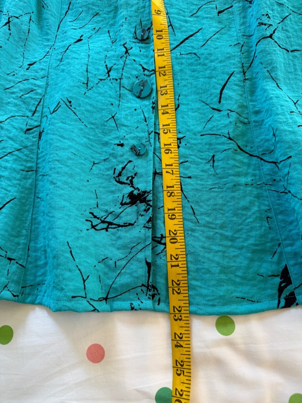 Habitat Turquoise Button-Front Tunic with Black Abstract Print - Picture 5 of 6